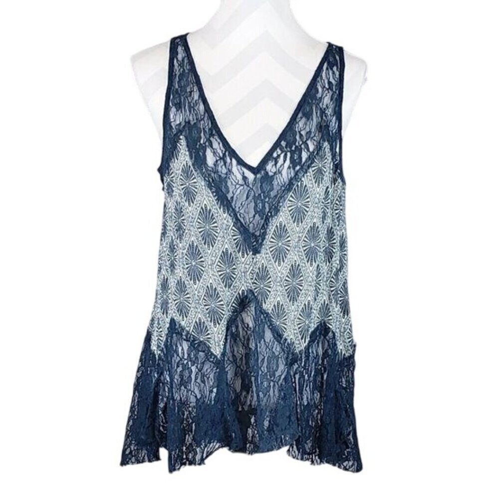 Free People Blue Lace Blouse - Picture 3 of 8